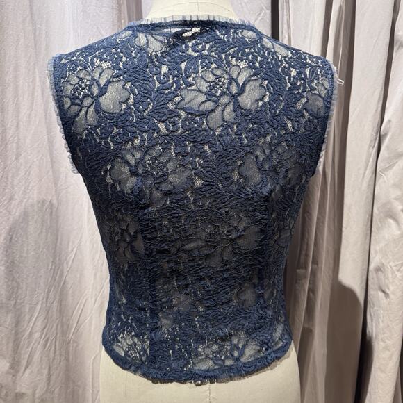 Vintage Ann Ferriday Netted Cotton Lace Hook N Eye Corset Top M/ L - Picture 3 of 5